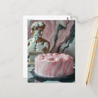 Pink Cake and a Marble Statue Postcard