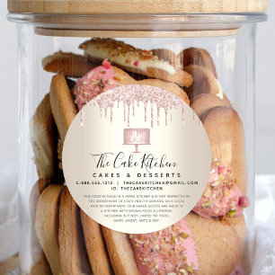 Pink Cake Bakery Chef Glitter Drips Gold Legal Classic Round Sticker