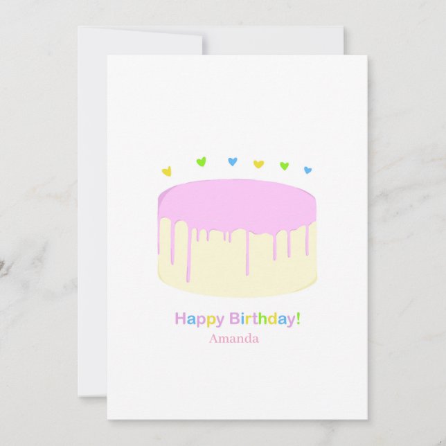 Pink cake birthday card  (Front)