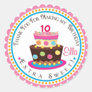 Pink Cake Birthday Party Favour Tags