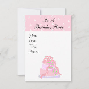 Pink Cake Birthday Party Invitation