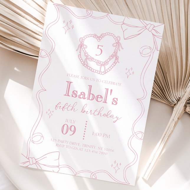 Pink Cake Bow Birthday Invitation (Creator Uploaded)