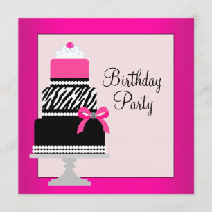 Pink Cake Cupcake Birthday Party Invitation
