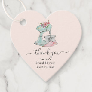 Pink Cake mixer Bridal Shower Heart Thank you Favour Tags