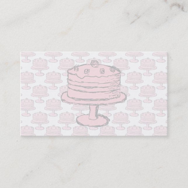 Pink Cake on Pink Cake Pattern. Business Card (Front)