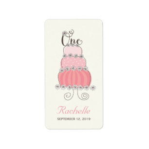 Pink Cake One Baby Girl 1st Birthday Party Labels