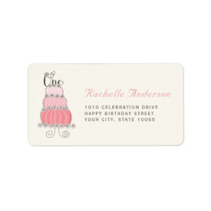 Pink Cake One Baby Girl 1st Birthday Party Labels