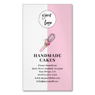 Pink Cake Pastry Chef Bakery Business Card Magnet