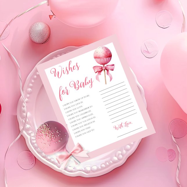 Pink Cake Pop Girl Baby Shower Wishes for Baby (Pink Cake Pop Girl Baby Shower Wishes for Baby Card -- Pink Candy Frame Collection)