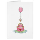 Pink Cake with Balloon and Cupcake