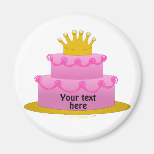 Pink Cake With Crown Birthday Magnet