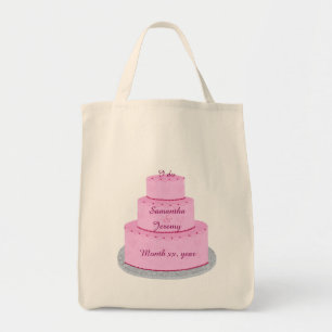 Pink Cake with Hearts Personalised Bride Bags