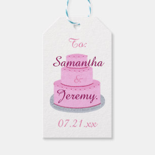 Pink Cake with Hearts Personalised Gift Tags