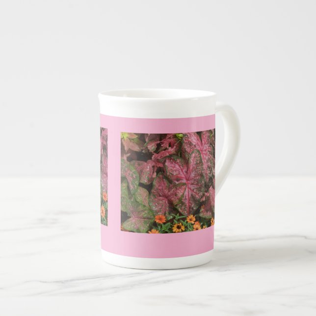 Pink Caladium Cup Teapot (Front Right)