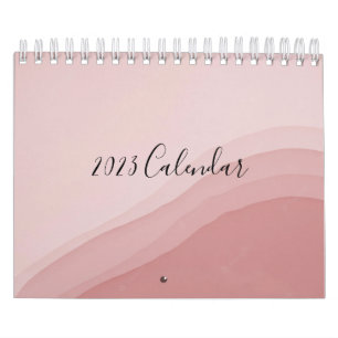 Pink calendar with abstract art