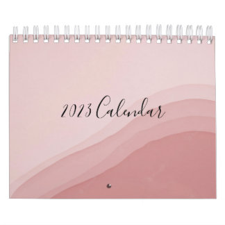 Pink calendar with abstract art
