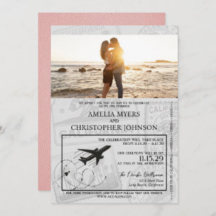 Pink California Passport Wedding Invitation