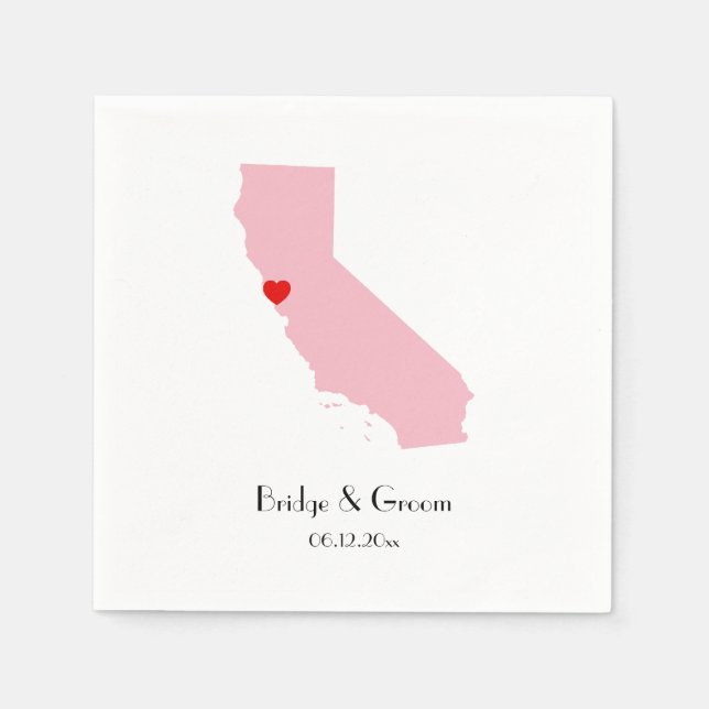 Pink California Personalised Wedding Anniversary Napkin (Front)