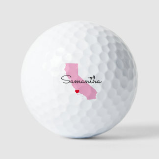 Pink California Shape Red Heart Golf Balls