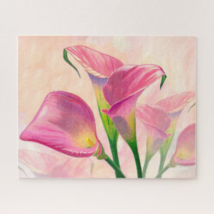 Pink Calla Flowers, Acrylic Painting Jigsaw Puzzle