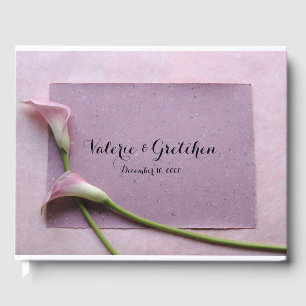 Pink calla lilies guest book