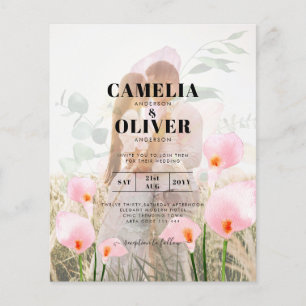 PINK CALLA LILIES PHOTO OVERLAY WEDDING INVITE FLYER