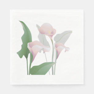 Pink Calla Lily Flowers Paper Napkins