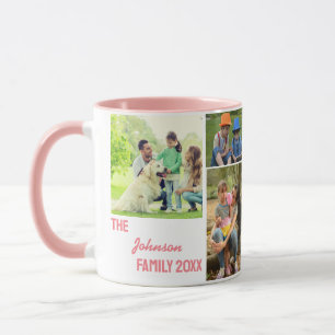 Pink Calligraphy Family Photo Collage Mug