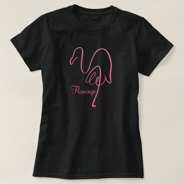 Pink Calligraphy Flamingo T-Shirt (Design Front)
