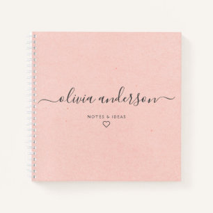 Pink Calligraphy Monogram Heart Notebook