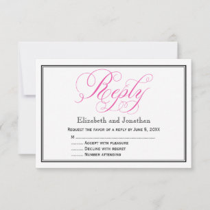 Pink Calligraphy Script Wedding Reply Card