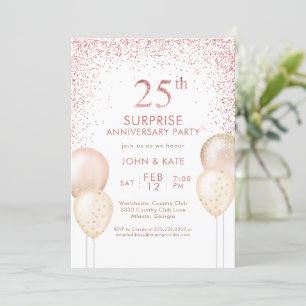 Pink Calligraphy Surprise 25th Anniversary Invitation