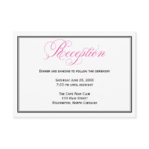 Pink Calligraphy Wedding Reception Details Card