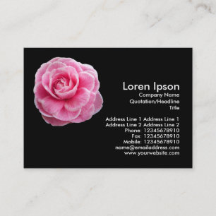 Pink Camelia 2 - Black Business Card
