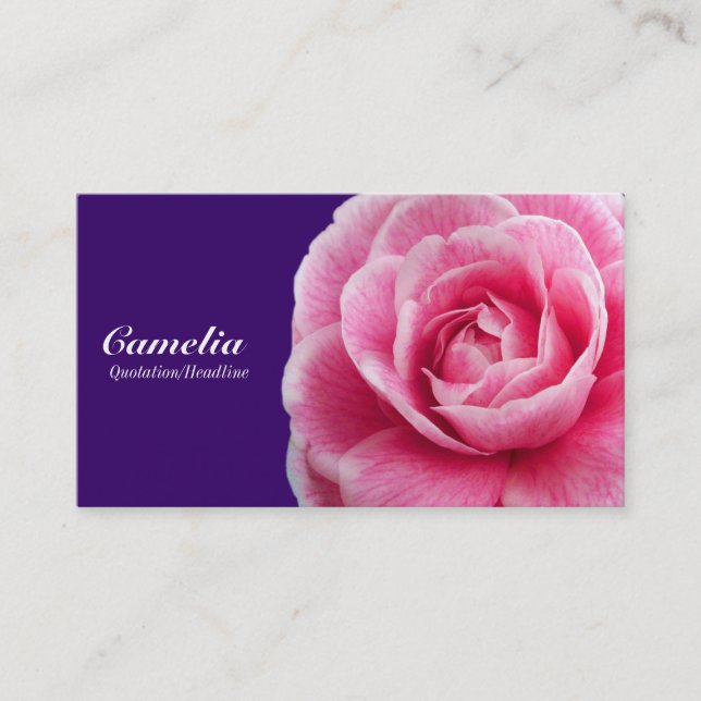 Pink Camelia II - Deep Purple 330066 Business Card (Front)