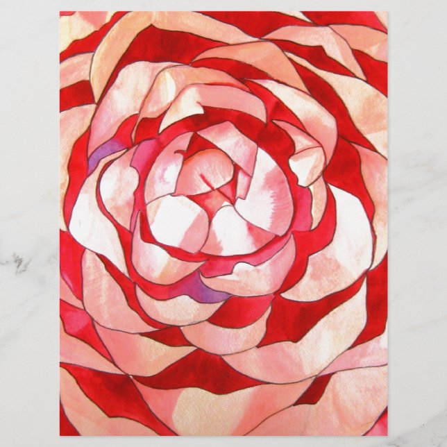 Pink Camellia abstract original art painting (Front)
