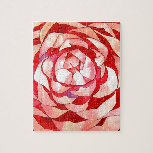 Pink Camellia abstract original art painting Jigsaw Puzzle (Vertical)
