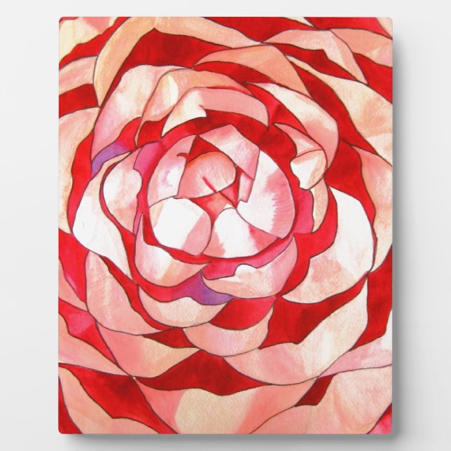 Pink Camellia abstract original art painting Plaque (Front)