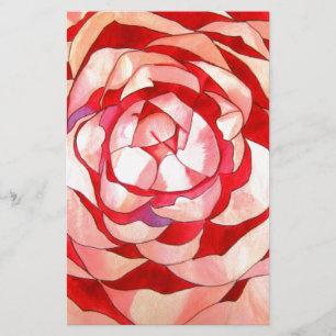 Pink Camellia abstract original art painting Stationery