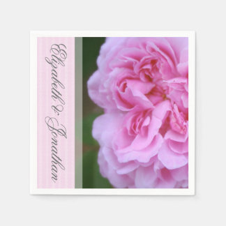 Pink Camellia and Ribbon Wedding Napkin