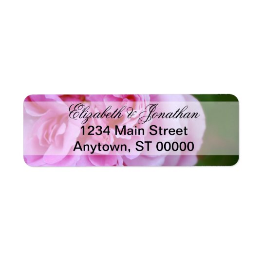 Pink Camellia and Ribbon Wedding Return Address Label