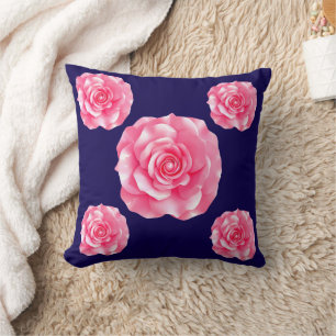 Pink Camellia Bloom Cushion
