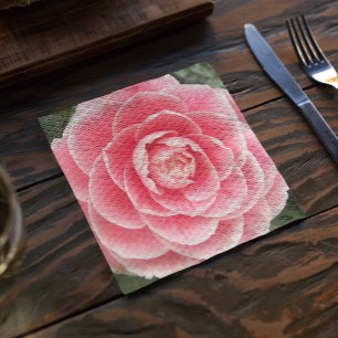 Pink Camellia Bloom Floral Napkin
