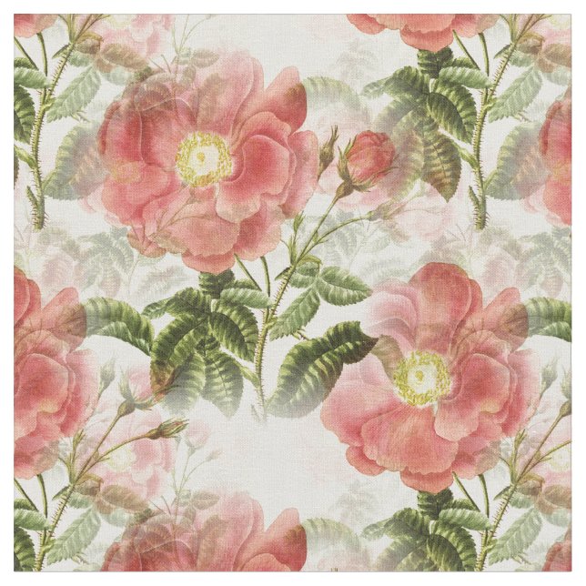 Pink Camellia Floral Pattern Fabric (Close Up)