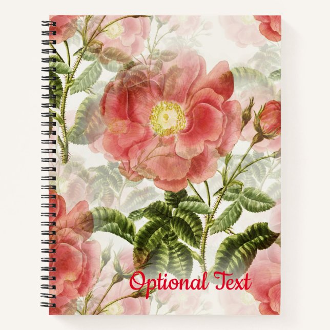 Pink Camellia Floral Pattern Notebook (Front)