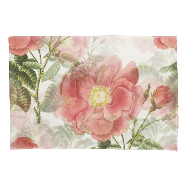 Pink Camellia Floral Pattern Pillowcase (Front)