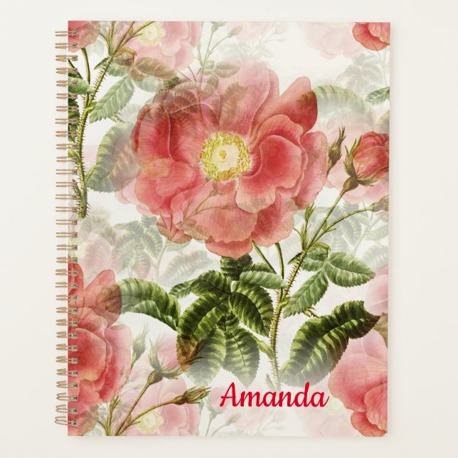 Pink Camellia Floral Pattern Planner (Front)