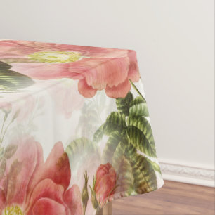Pink Camellia Floral Pattern Tablecloth