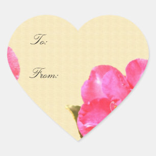 Pink camellia flower, Christmas gift stckers. Heart Sticker