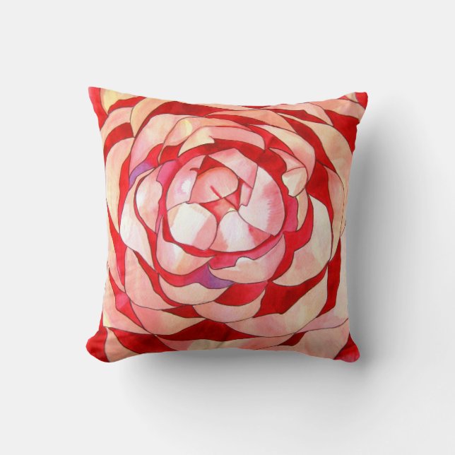 Pink Camellia Flower Cushion (Front)